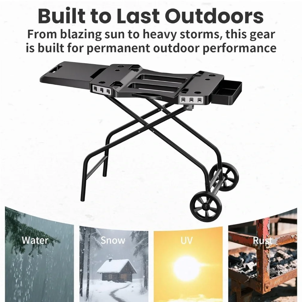 Compatible Portable BBQ🍖Stand w Wheels Side Table & Storage Basket🧺 - Picture 7 of 9